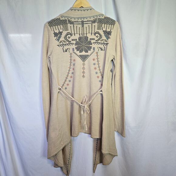 Johnny Was Biya Womens Embroidered Open Front Long Duster Size S Boho Western - Picture 7 of 12